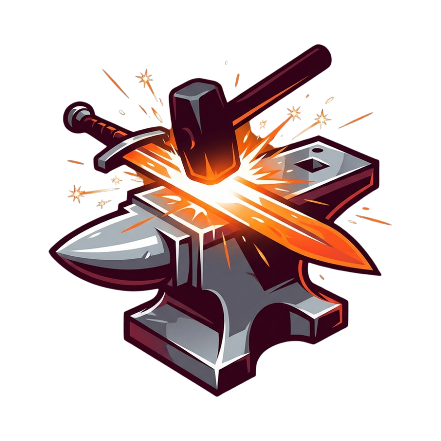 Sword forged on anvil - metaphor for raising boys into strong men of faith